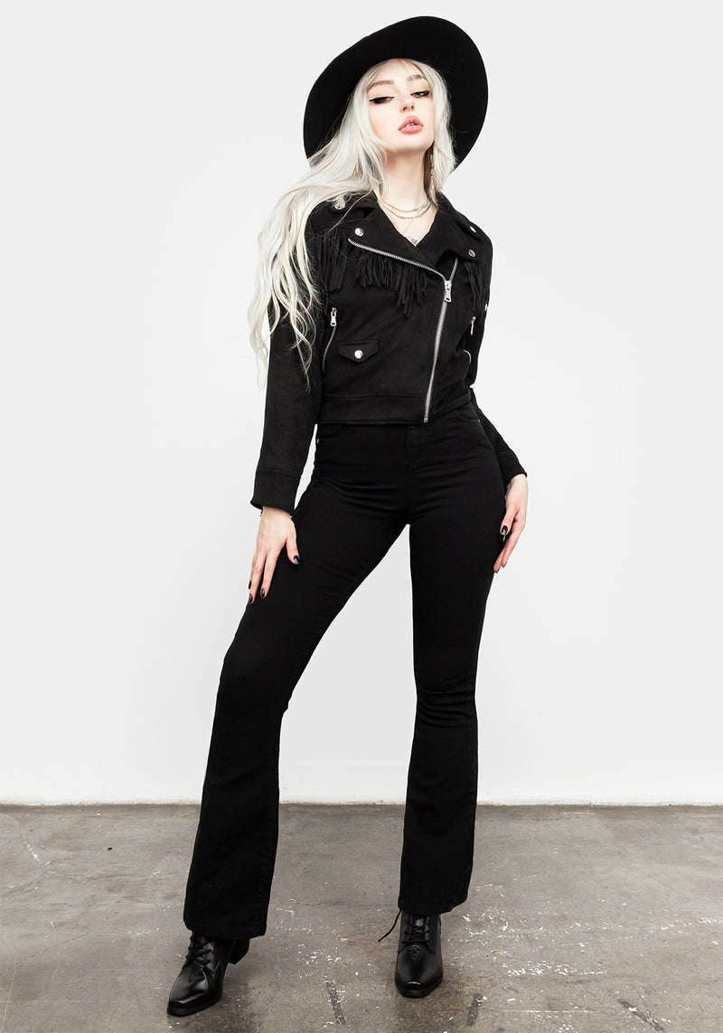 Cherilyn Kunst- Leder Fringed Jacke