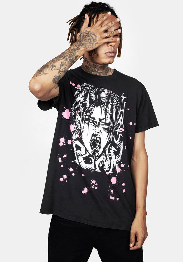 Punk Vintage Schwarz Washed T-Shirt