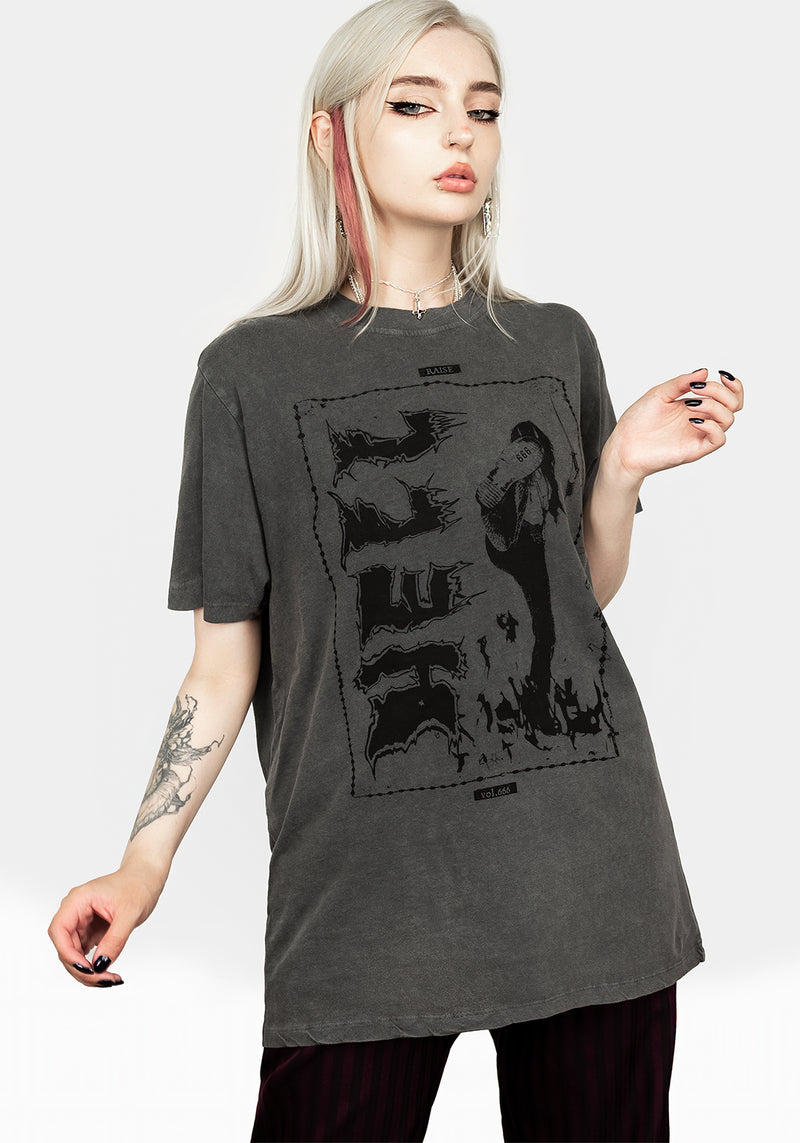 Hell Vintage Grau Washed T-Shirt