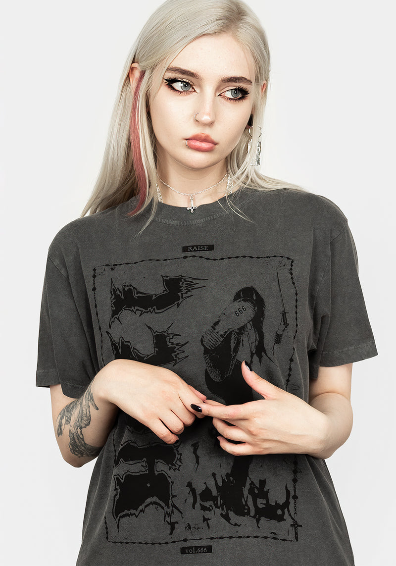 Hell Vintage Grau Washed T-Shirt