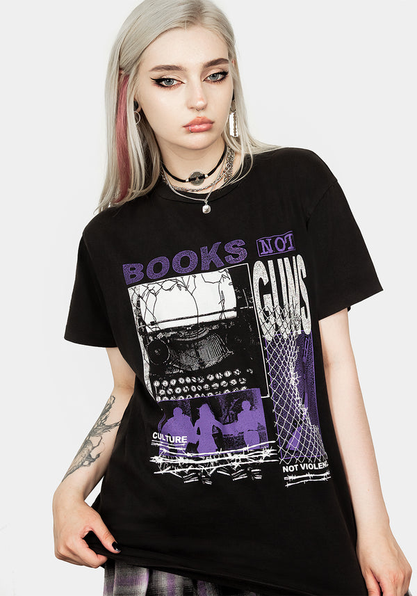 Books Vintage Schwarz Washed T-Shirt