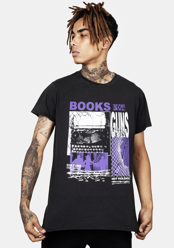 Books Vintage Schwarz Washed T-Shirt