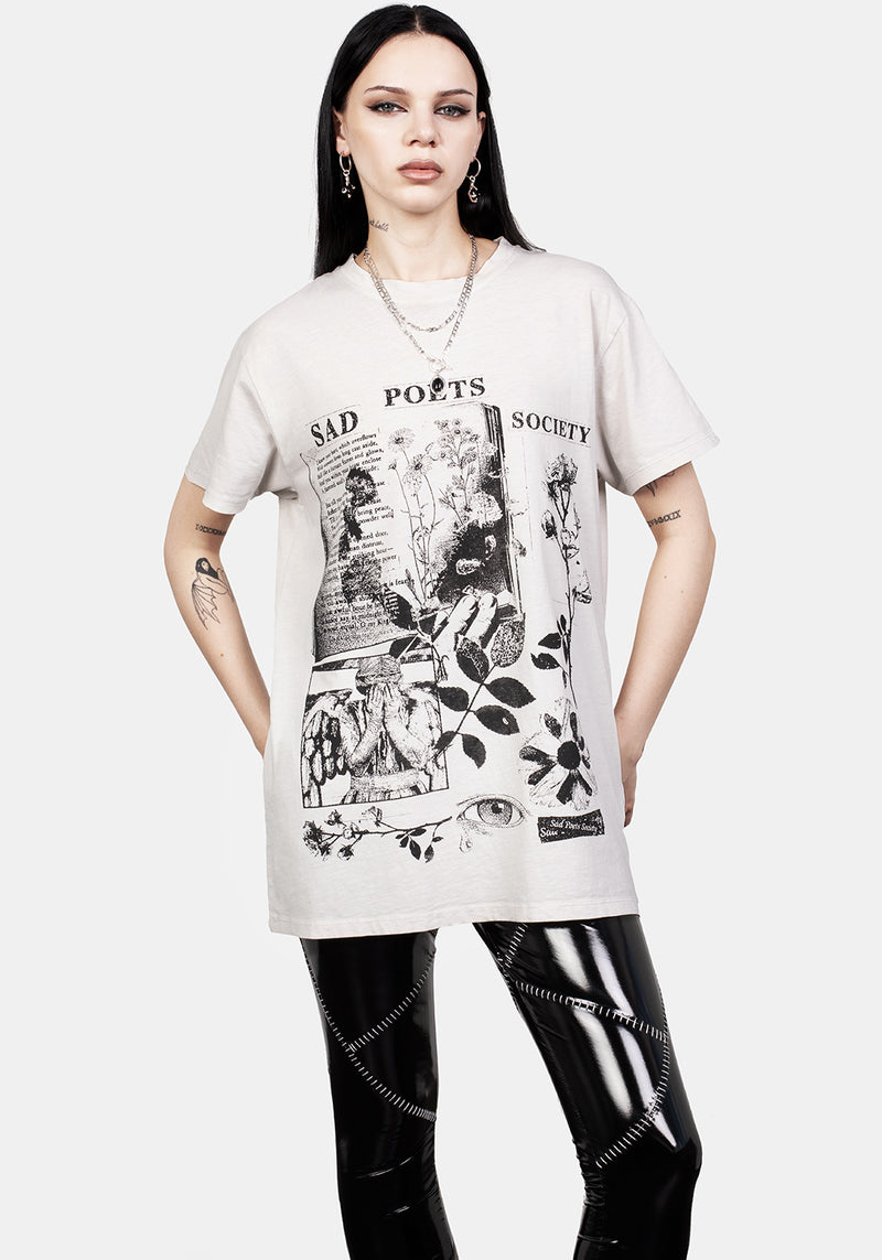 Sad Dichter Vintage Off Weiß Washed T-Shirt