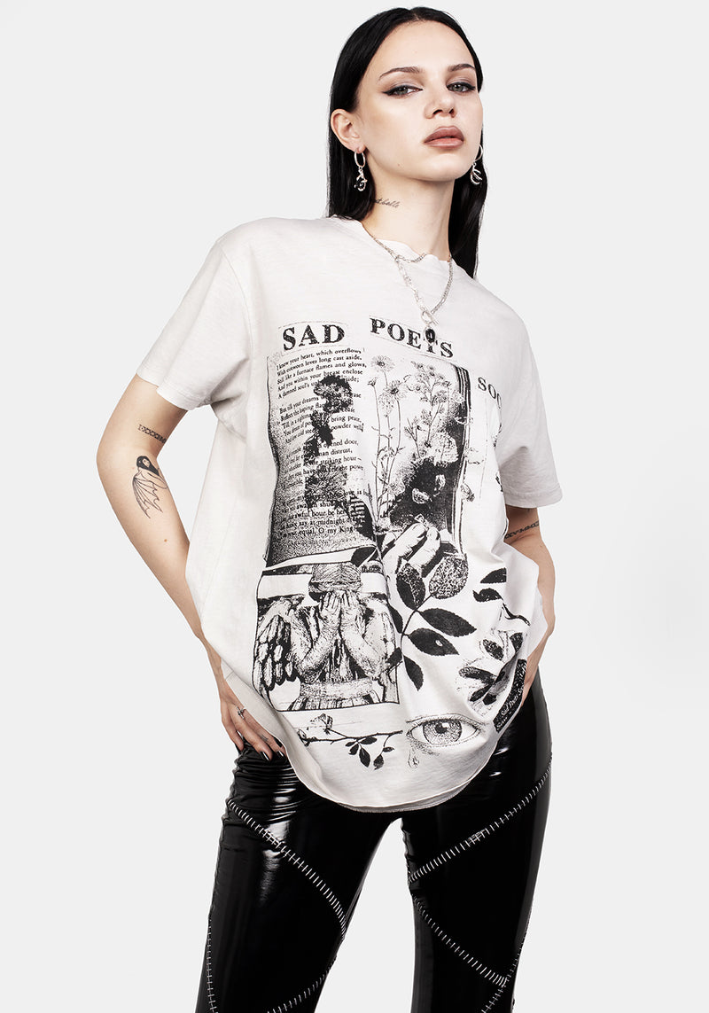 Sad Dichter Vintage Off Weiß Washed T-Shirt
