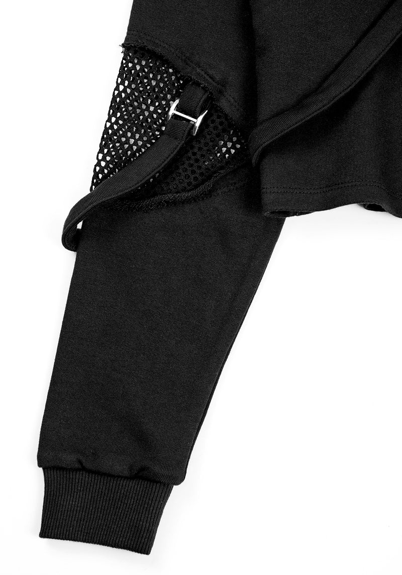 Brutal Mesh Schnitt Raus Kurz Kapuzensweatshirt
