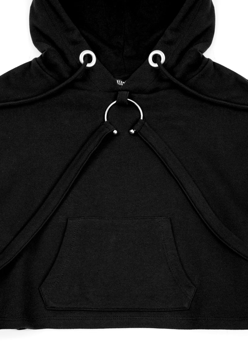 Brutal Mesh Schnitt Raus Kurz Kapuzensweatshirt