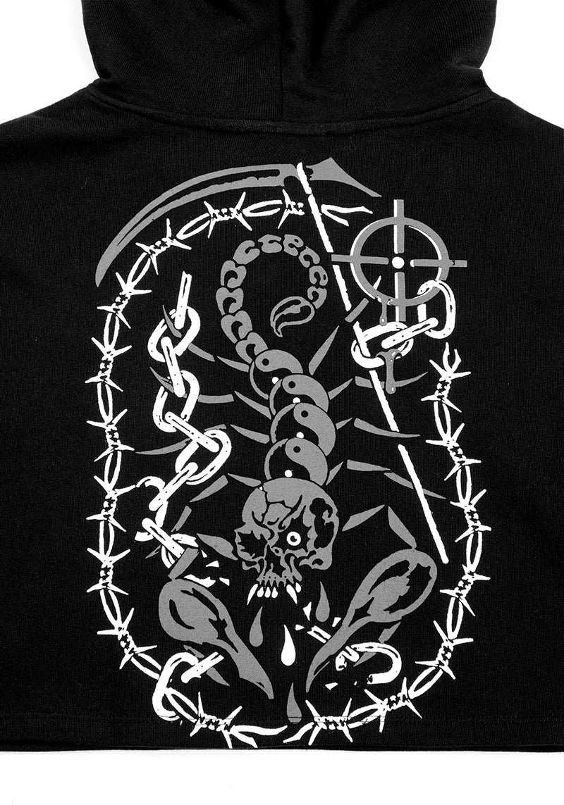 Brutal Mesh Schnitt Raus Kurz Kapuzensweatshirt