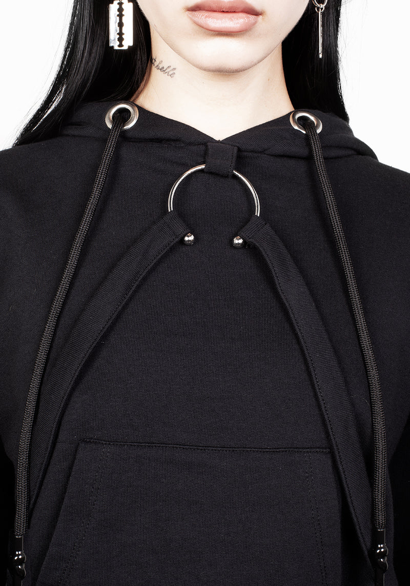 Brutal Mesh Schnitt Raus Kurz Kapuzensweatshirt