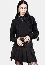 Brutal Mesh Schnitt Raus Kurz Kapuzensweatshirt