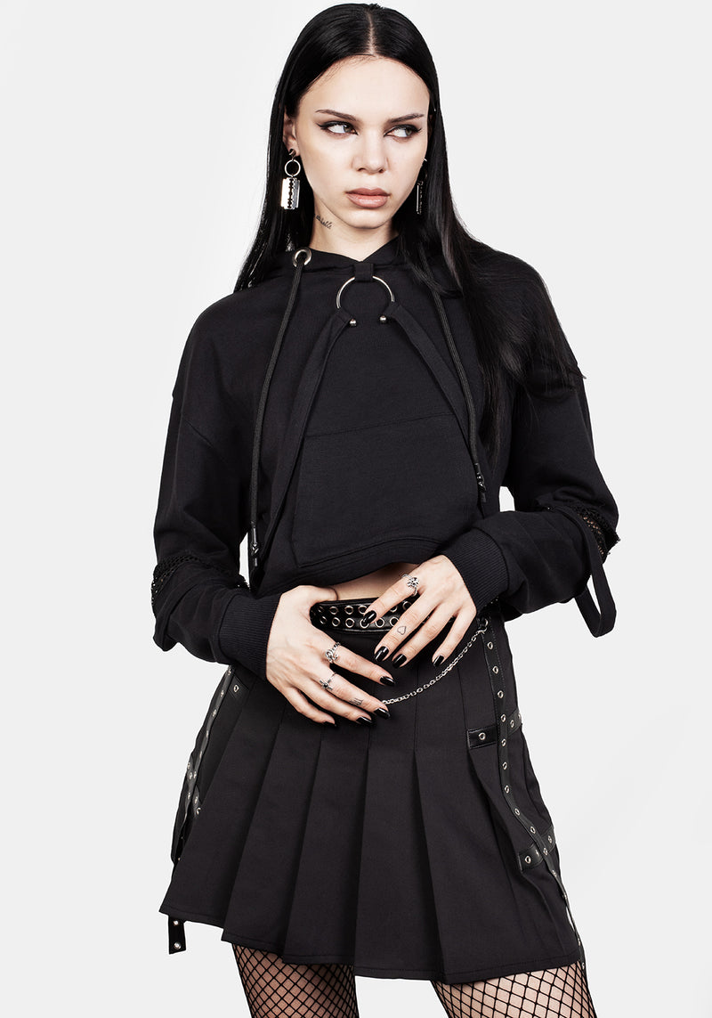 Brutal Mesh Schnitt Raus Kurz Kapuzensweatshirt