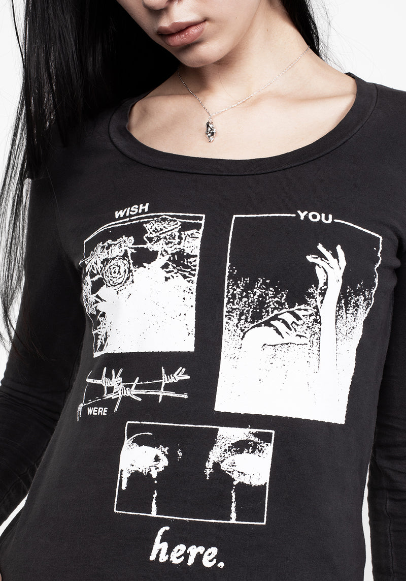 Wish Washed Schwarz Scoop Hals T-Shirt