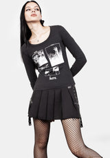 Wish Washed Schwarz Scoop Hals T-Shirt