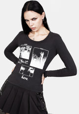 Wish Washed Schwarz Scoop Hals T-Shirt