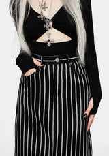 Deranged Streifen Denim Maxi Rock