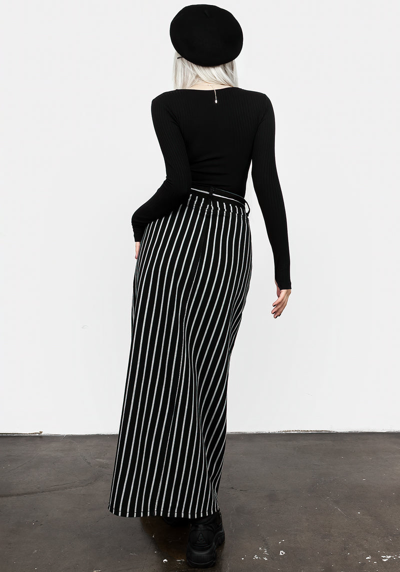 Deranged Streifen Denim Maxi Rock