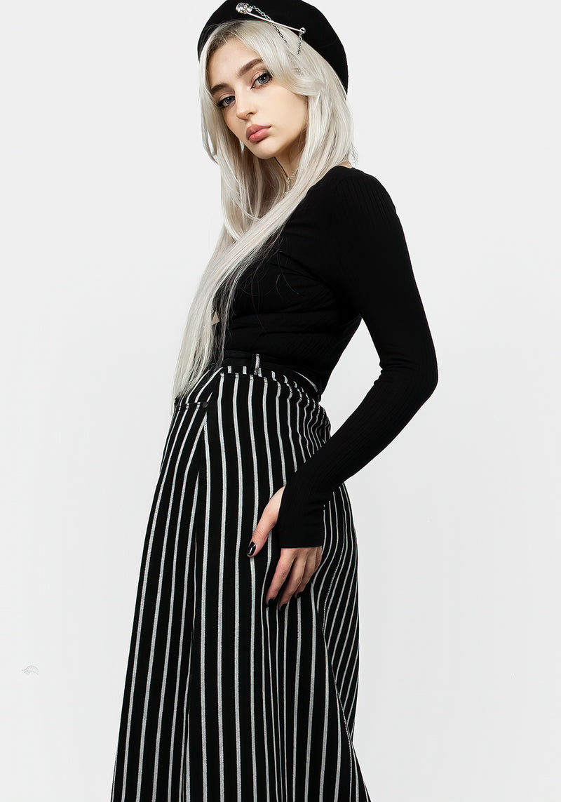 Deranged Streifen Denim Maxi Rock