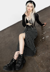 Deranged Streifen Denim Maxi Rock