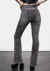 Tramp Washed Spitze Hoch Ausgestellt Jeans