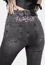 Tramp Washed Spitze Hoch Ausgestellt Jeans