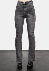 Tramp Washed Spitze Hoch Ausgestellt Jeans