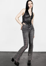Tramp Washed Spitze Hoch Ausgestellt Jeans