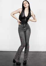 Tramp Washed Spitze Hoch Ausgestellt Jeans