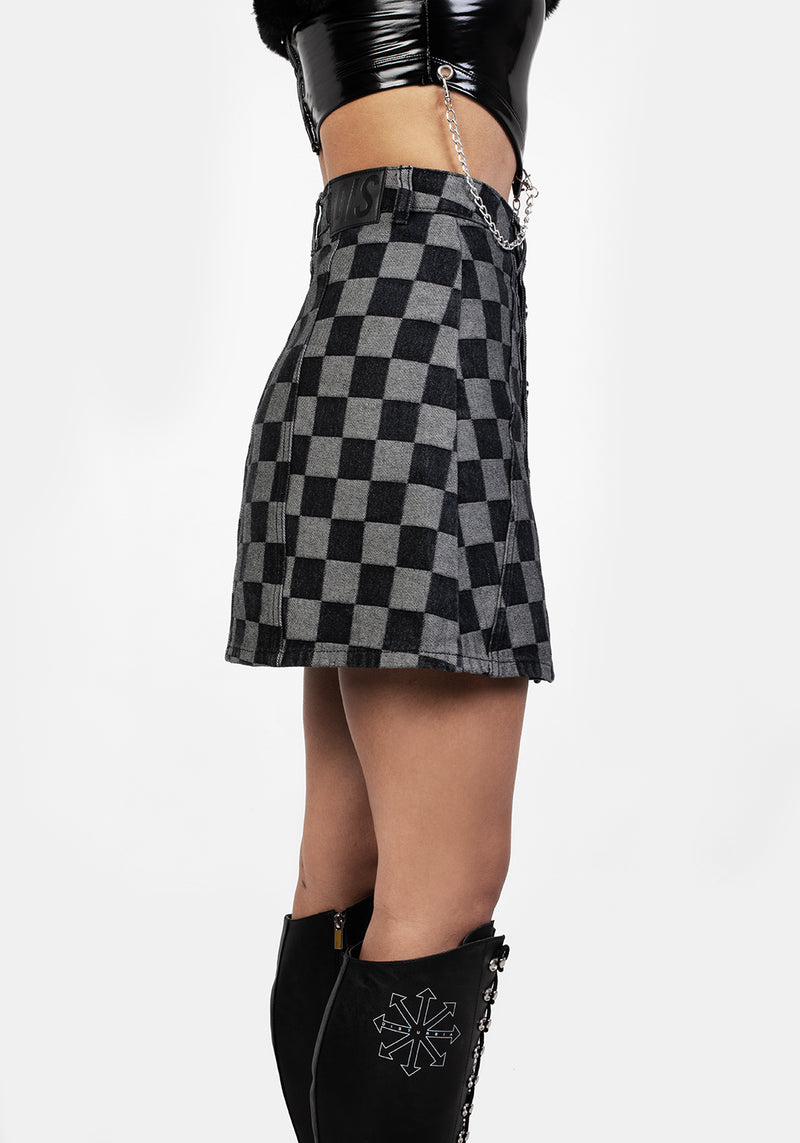 Kerb A-Line Denim Mini Rock