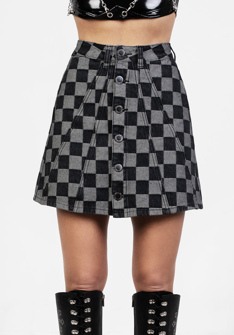Kerb A-Line Denim Mini Rock