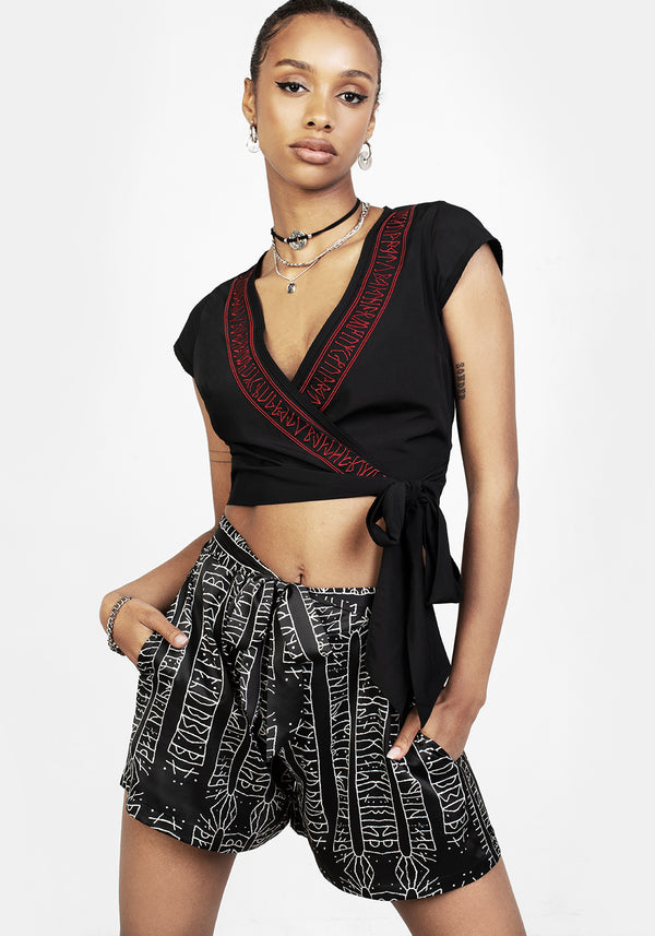 Runes Tie Front Shorts