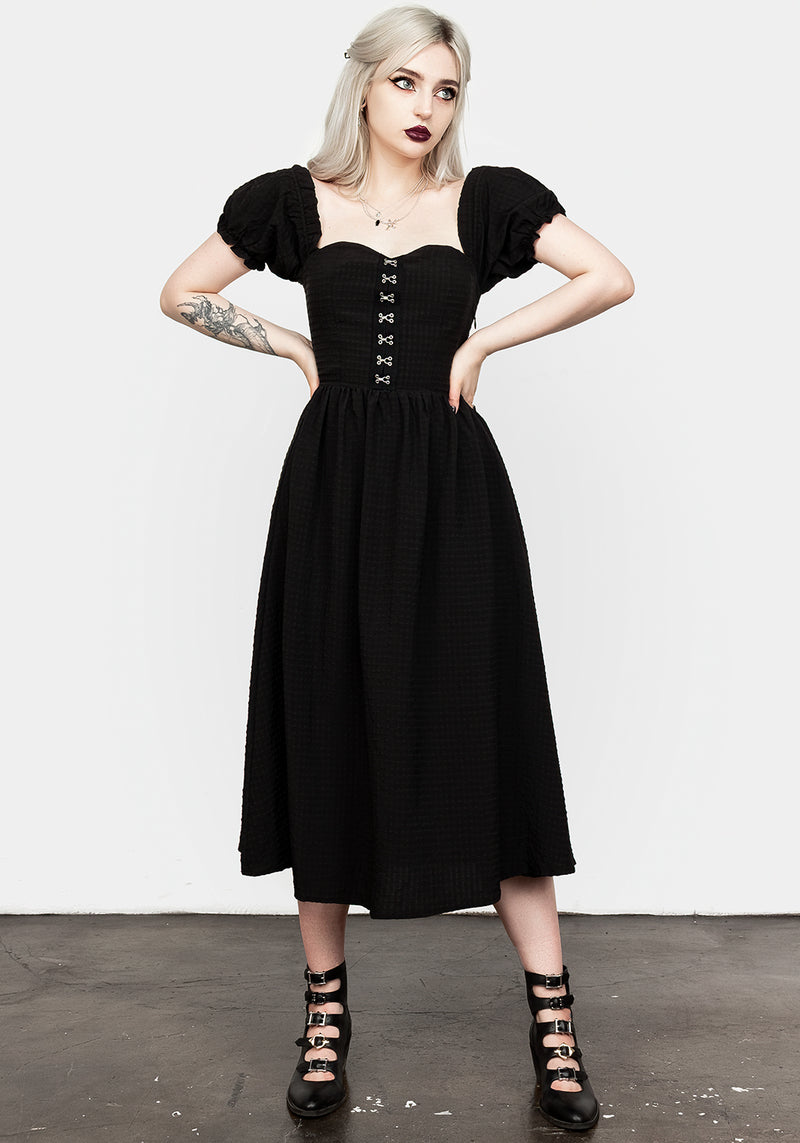 Mortem Midi Kleid Mit Puffärmel Ärmel