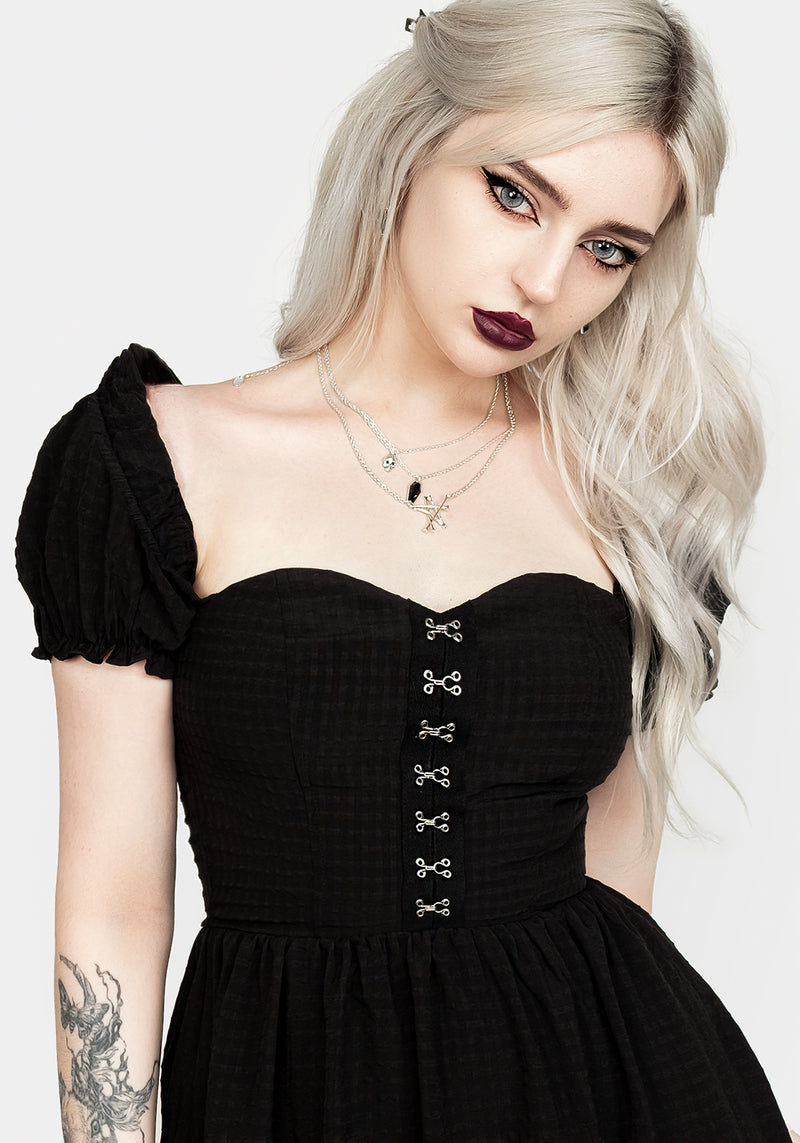 Mortem Midi Kleid Mit Puffärmel Ärmel