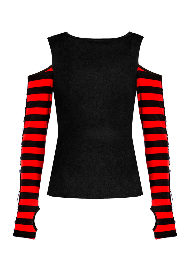 Rawr Streifen Schulterfrei Schulter T-Shirt