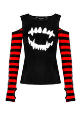 Rawr Streifen Schulterfrei Schulter T-Shirt