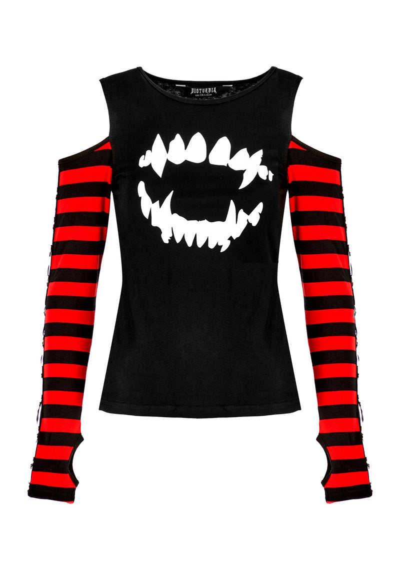 Rawr Streifen Schulterfrei Schulter T-Shirt
