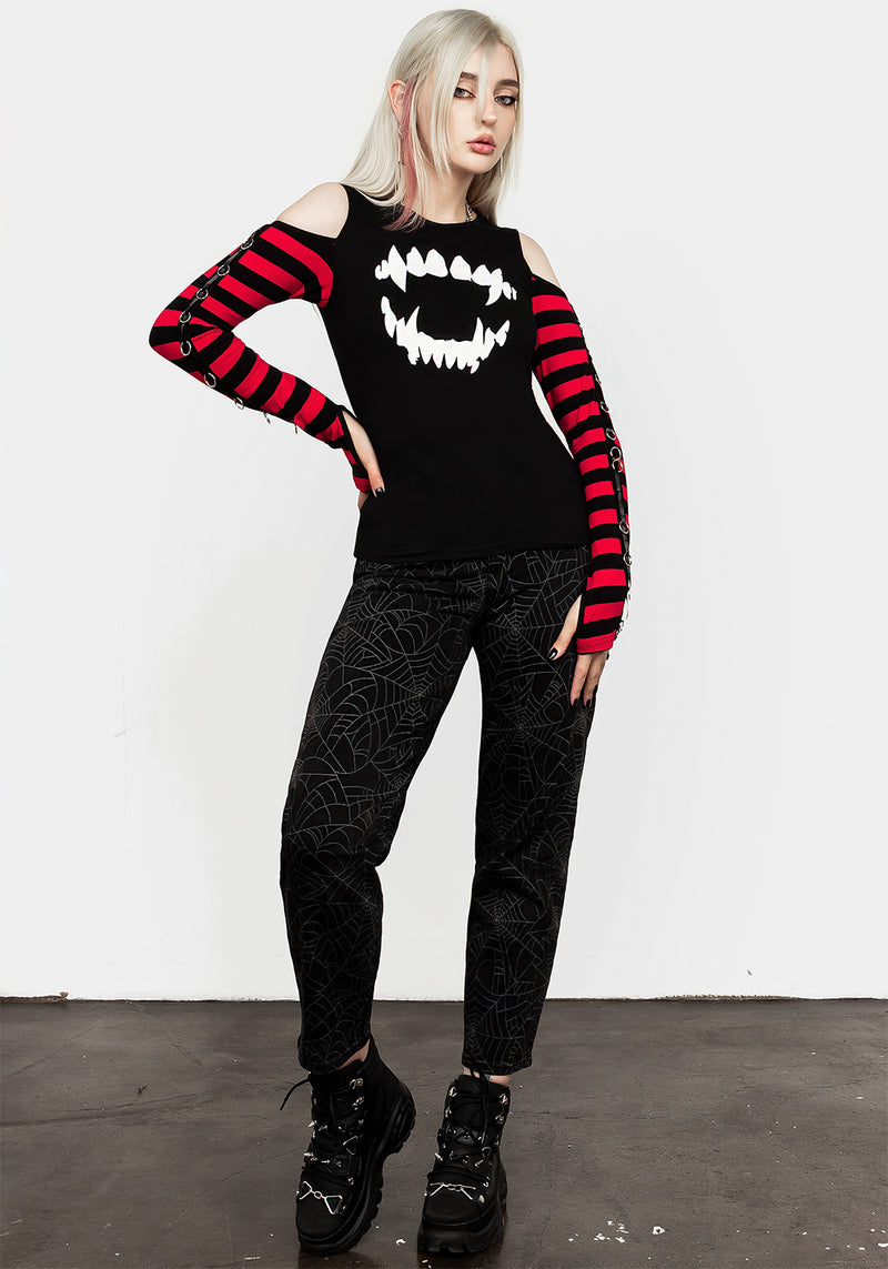 Rawr Streifen Schulterfrei Schulter T-Shirt