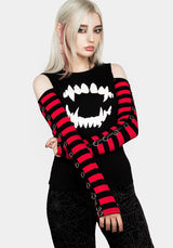 Rawr Streifen Schulterfrei Schulter T-Shirt