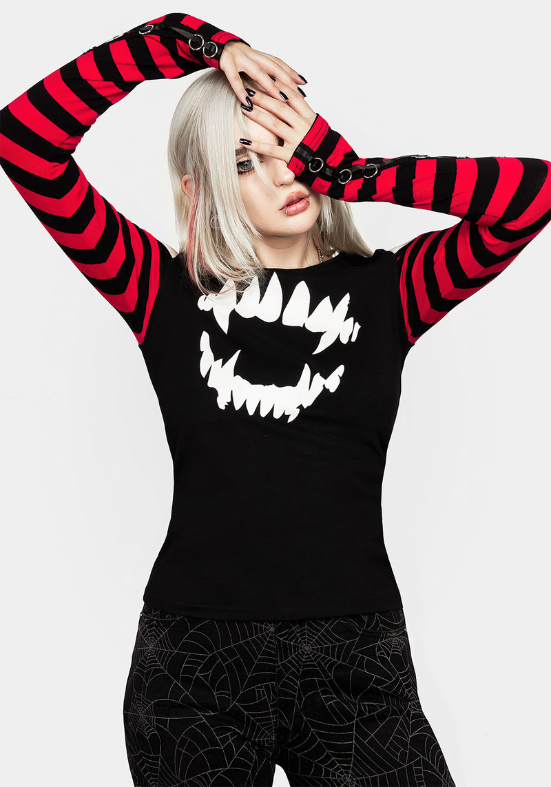 Rawr Streifen Schulterfrei Schulter T-Shirt