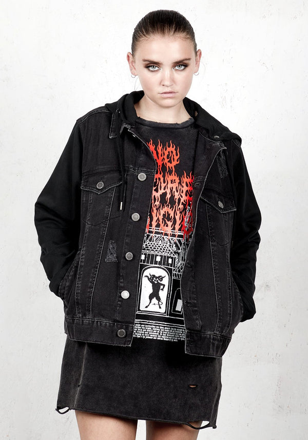 Damage Denim Kapuze Jacke