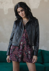 Elemental Bestickt Kunst- Leder Jacke