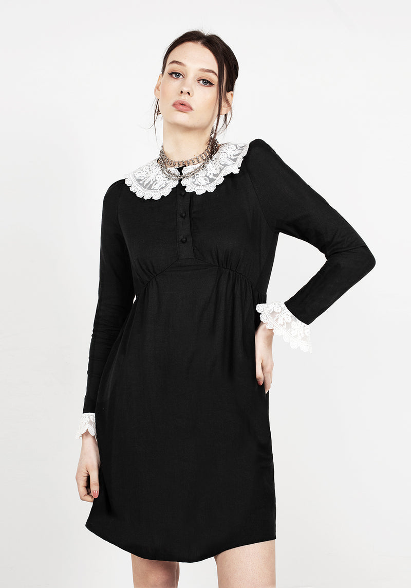 Gloaming Spitze Kragen Leinen Kleid