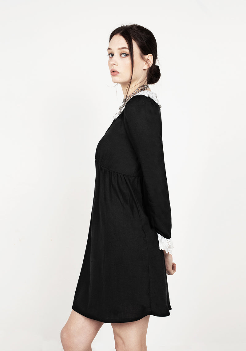 Gloaming Spitze Kragen Leinen Kleid