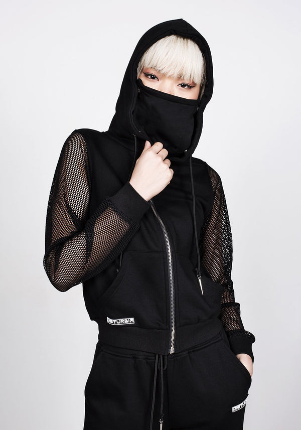 Face Mask Mesh Kapuzensweatshirt