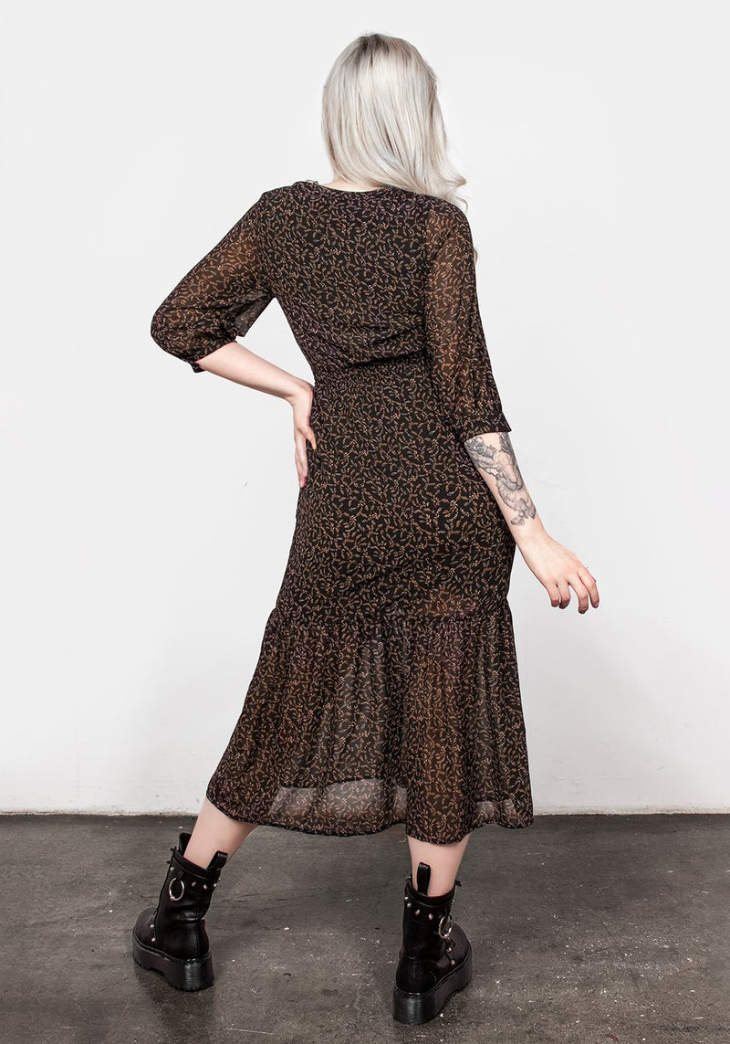 Delphinium Knopf Hoch Midi Kleid
