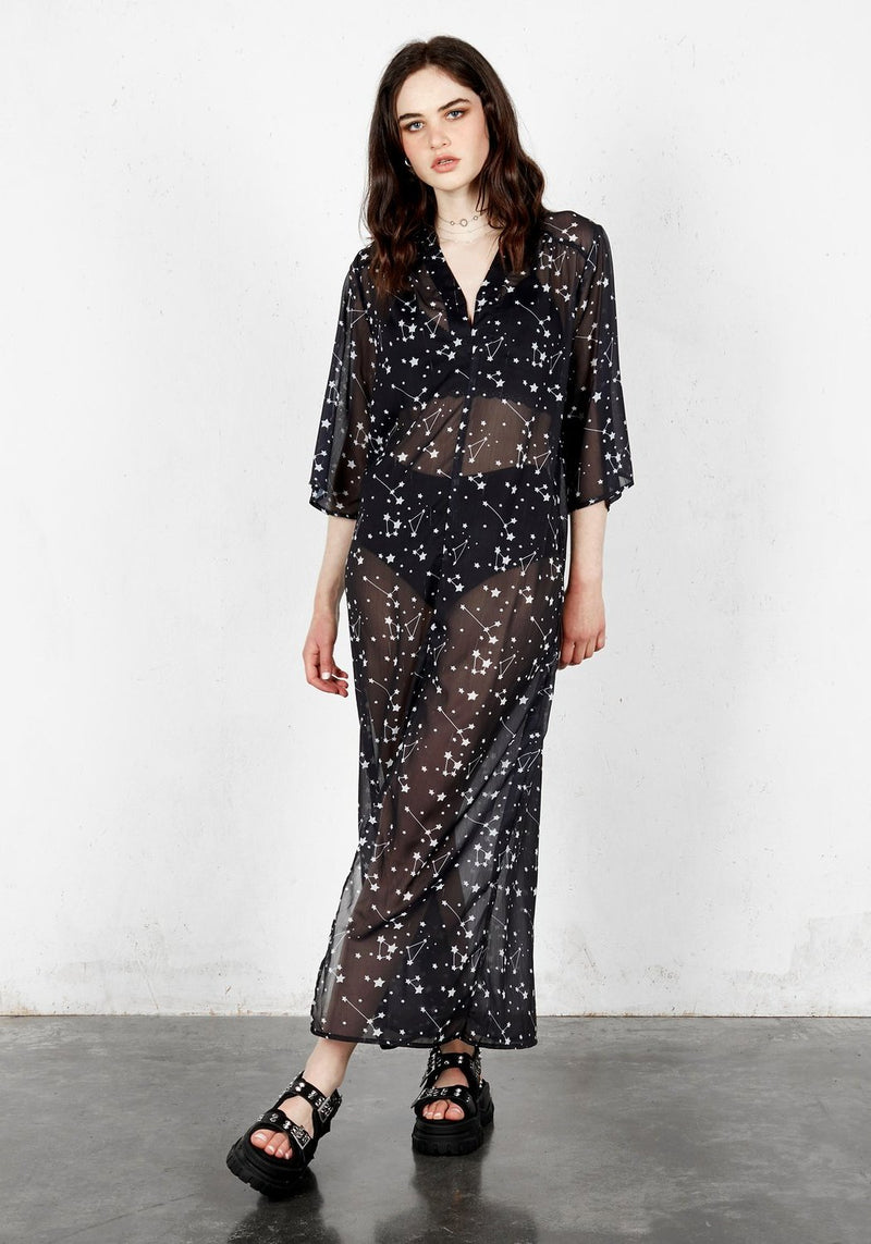 Cosmos Transparent Kaftan Kleid