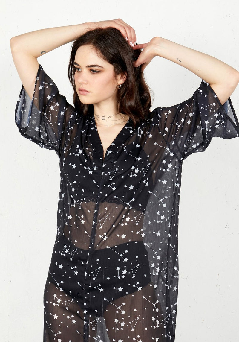 Cosmos Transparent Kaftan Kleid