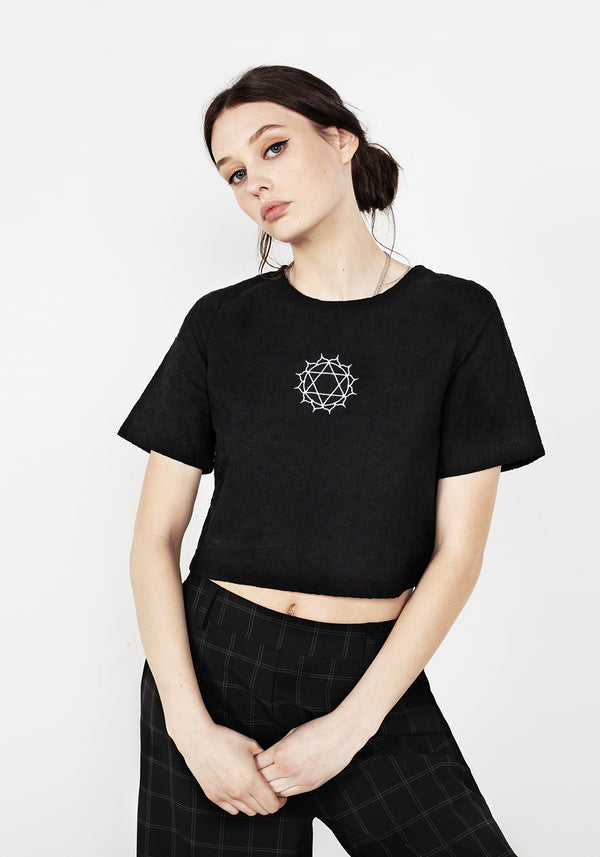 Broderie Kastenförmig Passform T-Shirt