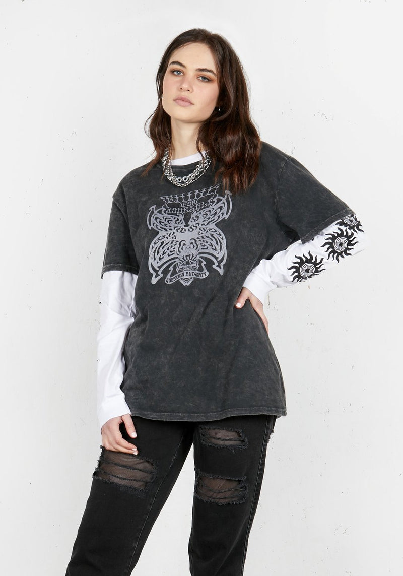 Schmetterling Vintage Waschen T-Shirt