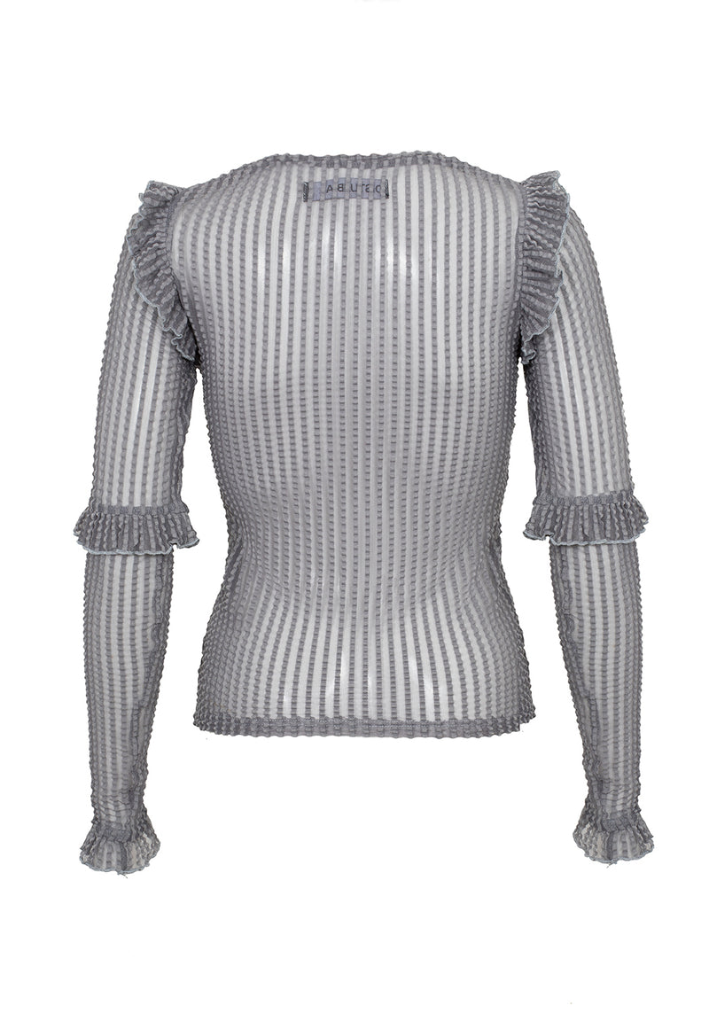 Mourning Rüsche Top Ghost Grau