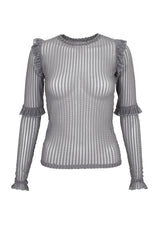 Mourning Rüsche Top Ghost Grau