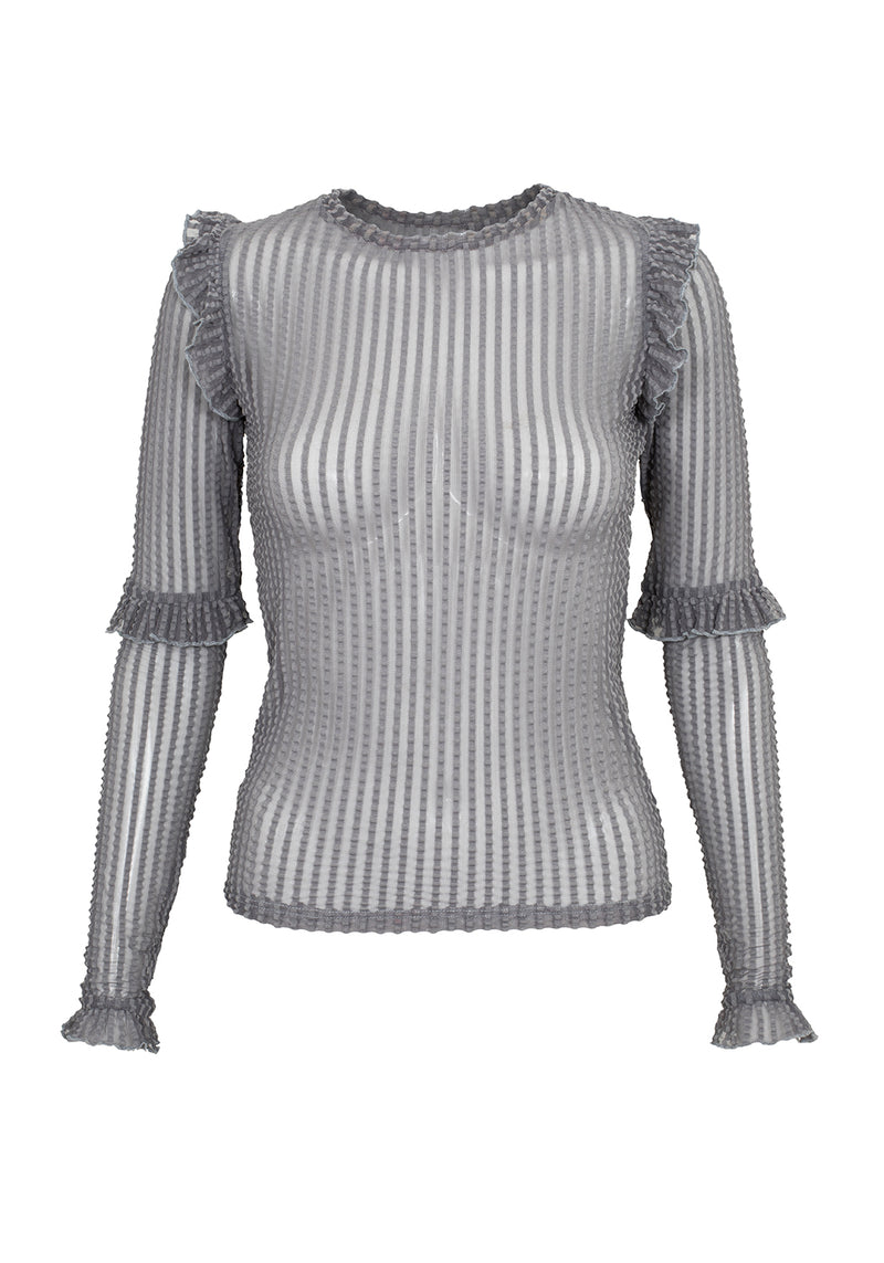 Mourning Rüsche Top Ghost Grau